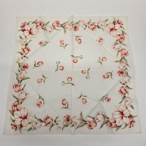 Arnaldo Bassini Vintage Cotton Floral Tulip Handkerchief Neckerchief Bandana NWT - Picture 6 of 9